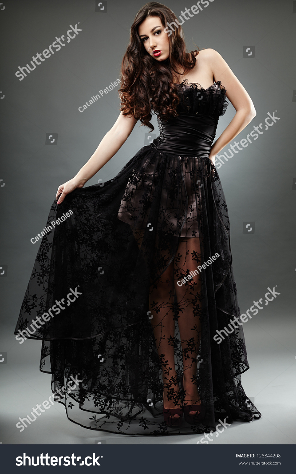 Young Brunette Model Elegant Long Dress Stock Photo Edit Now