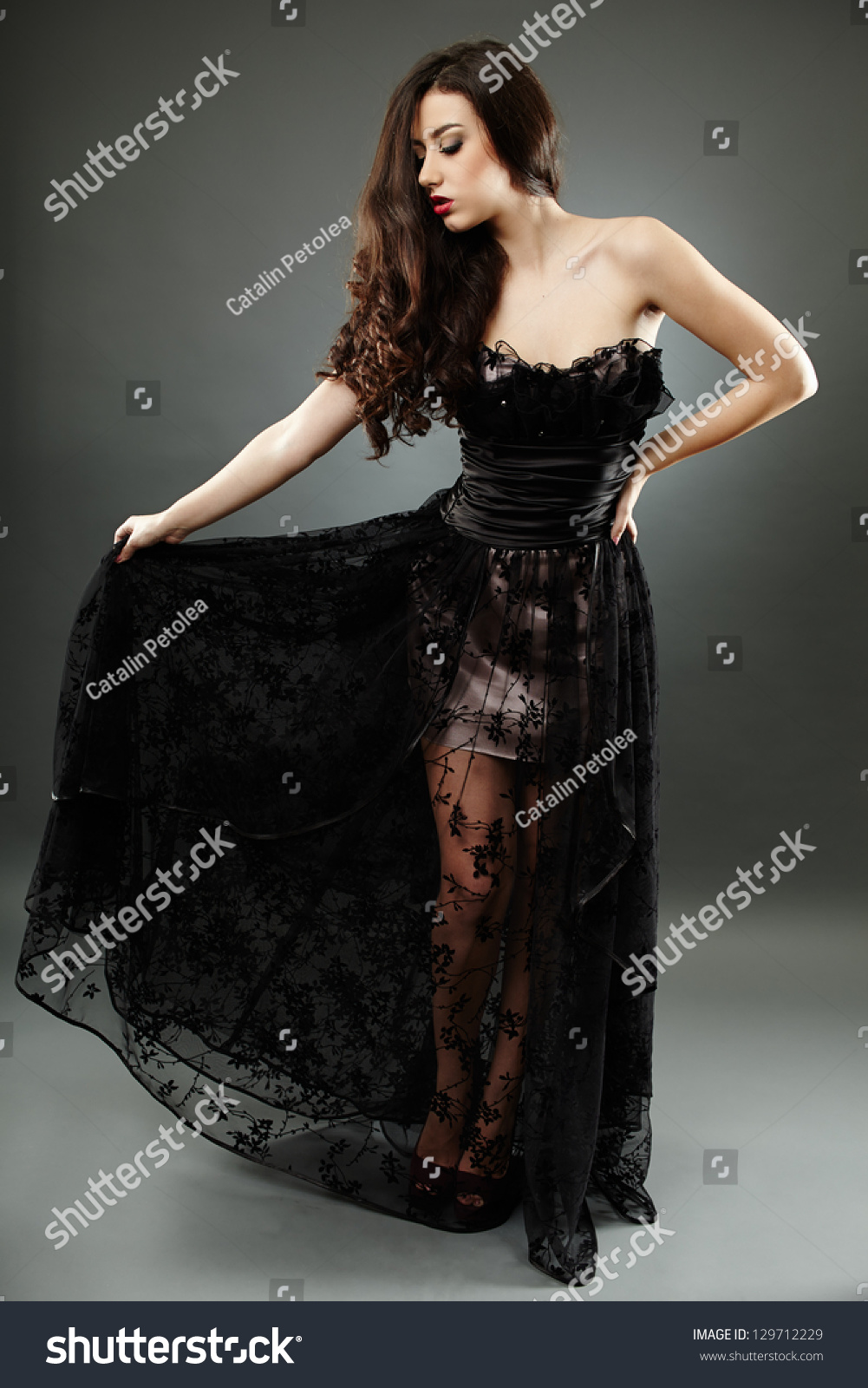 Young Brunette Model Elegant Long Dress Stock Photo Shutterstock