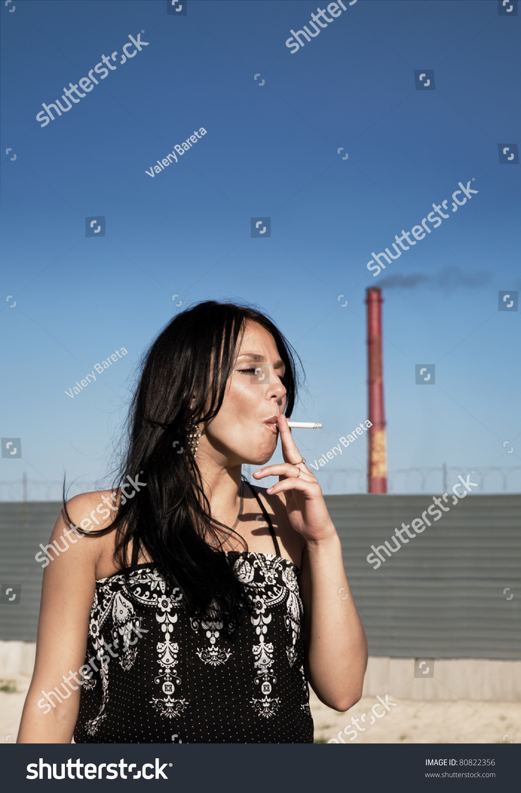 Brunette Smoking