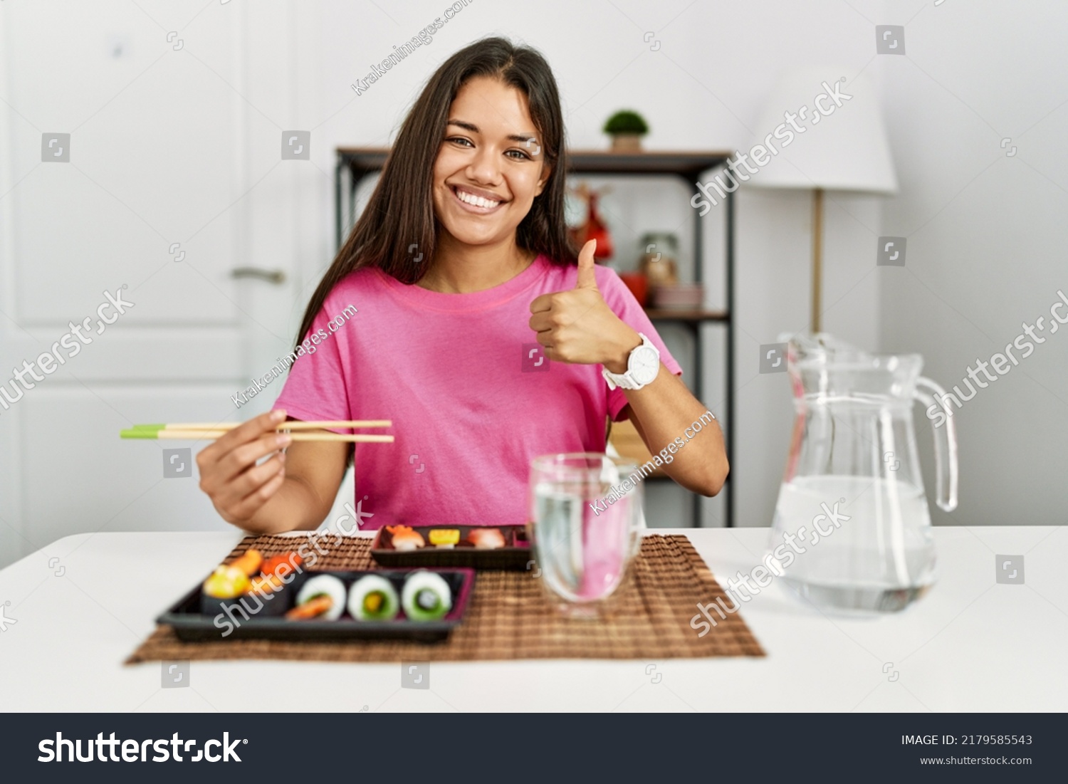 Coral Classic  Template Design Featuring Young Brunette Woman Eating