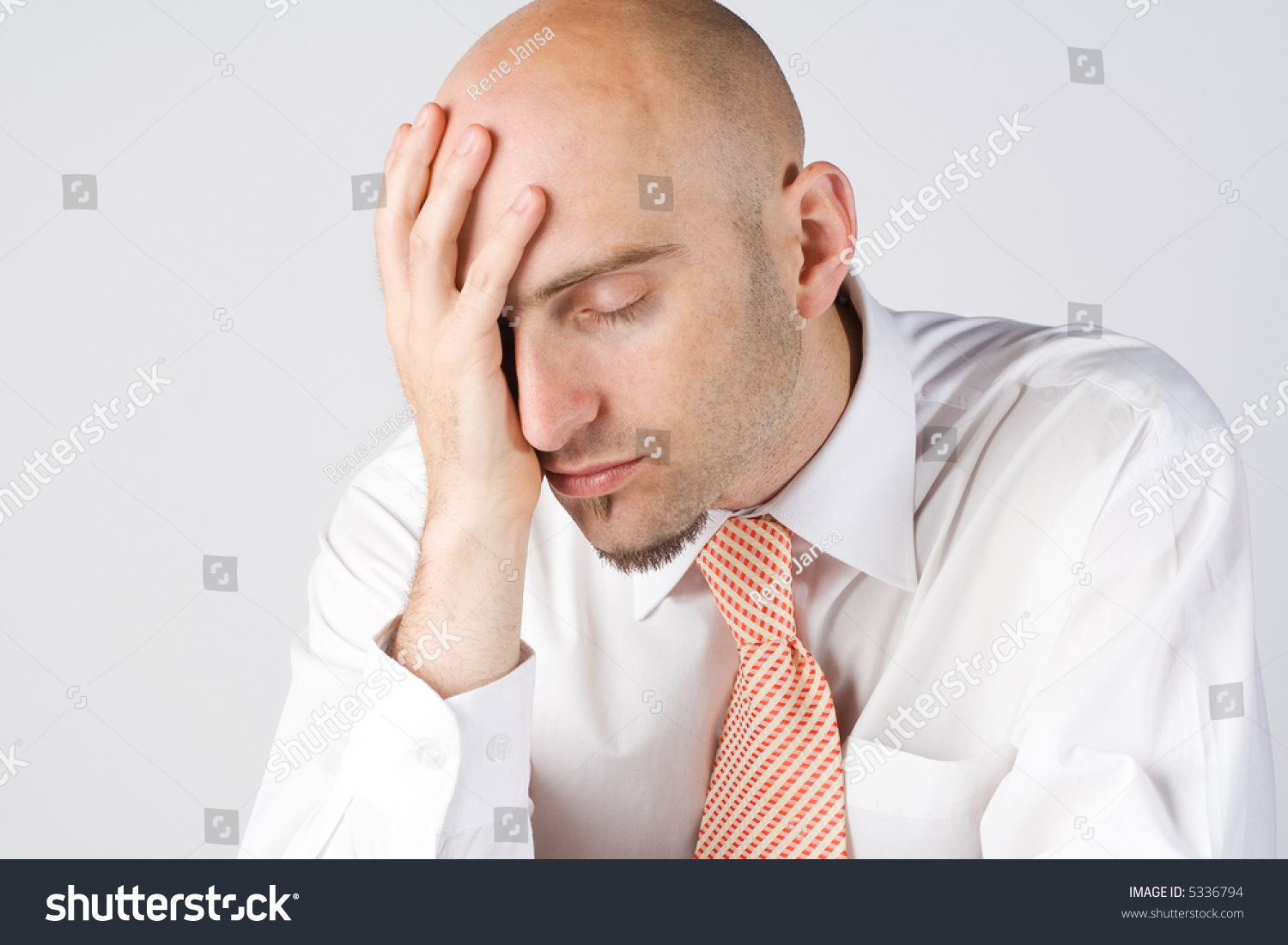 Young Business Man, Head Resting On Palm, Ache Stock Photo 5336794 ...