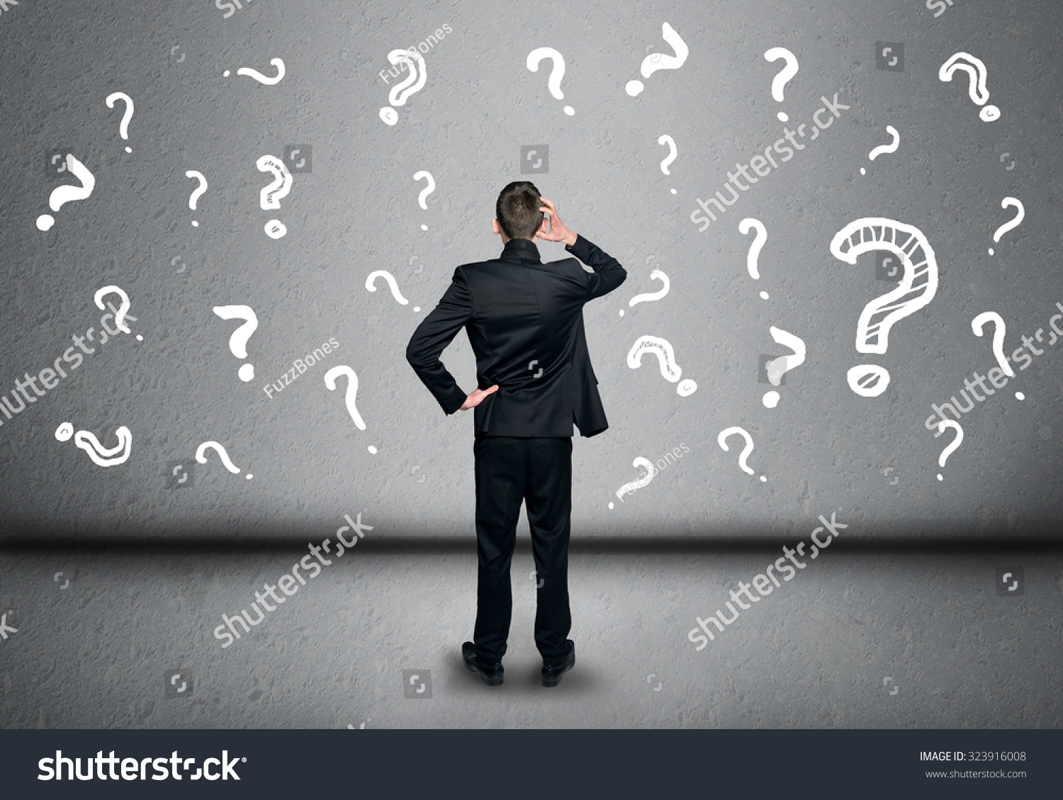 Young Business Man Write Question Mark Stock Photo (Edit Now