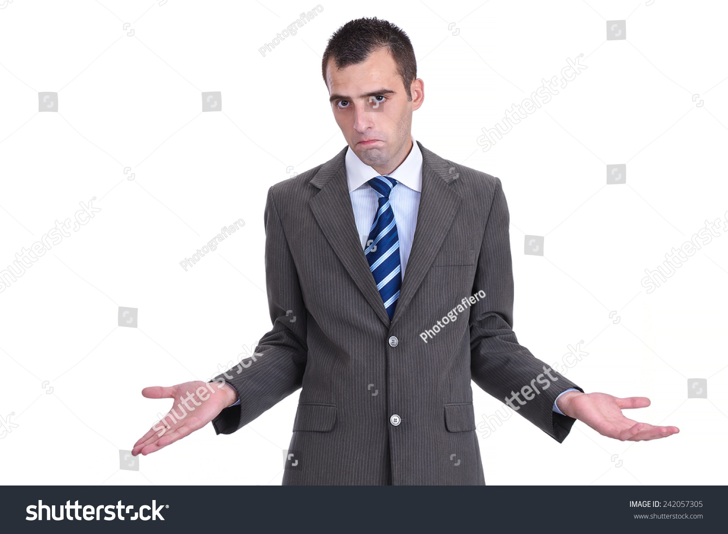 Young Businessman Gray Suit Rejecting Responsibility Stock Photo (Edit ...