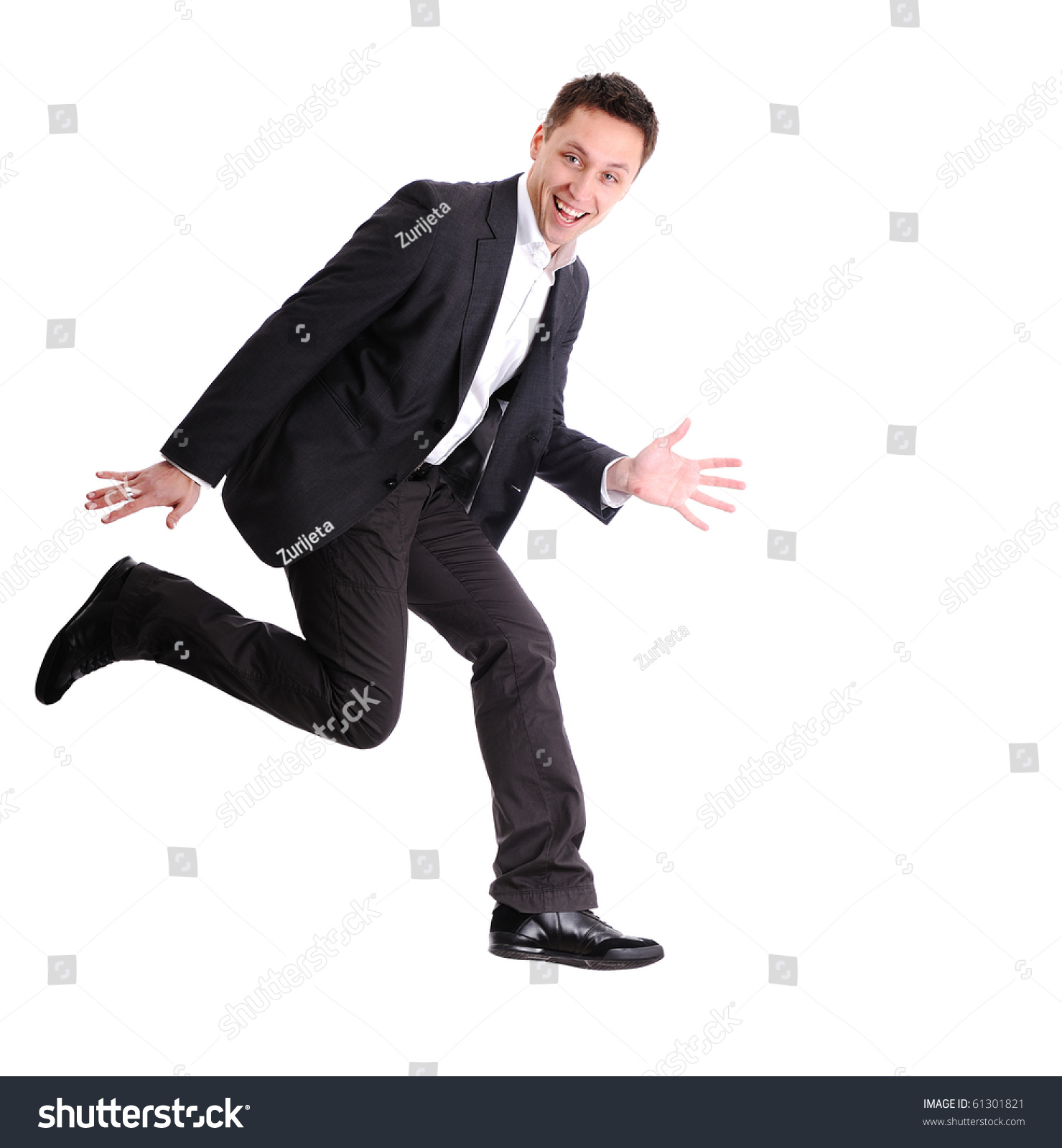 Young Businessman Running Fast On White Stock Photo 61301821 : Shutterstock