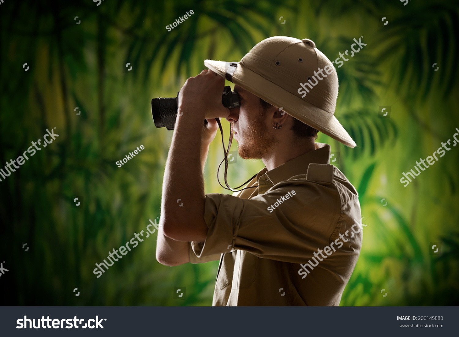 Young Confident Explorer Rainforest Jungle Looking Stock Photo ...