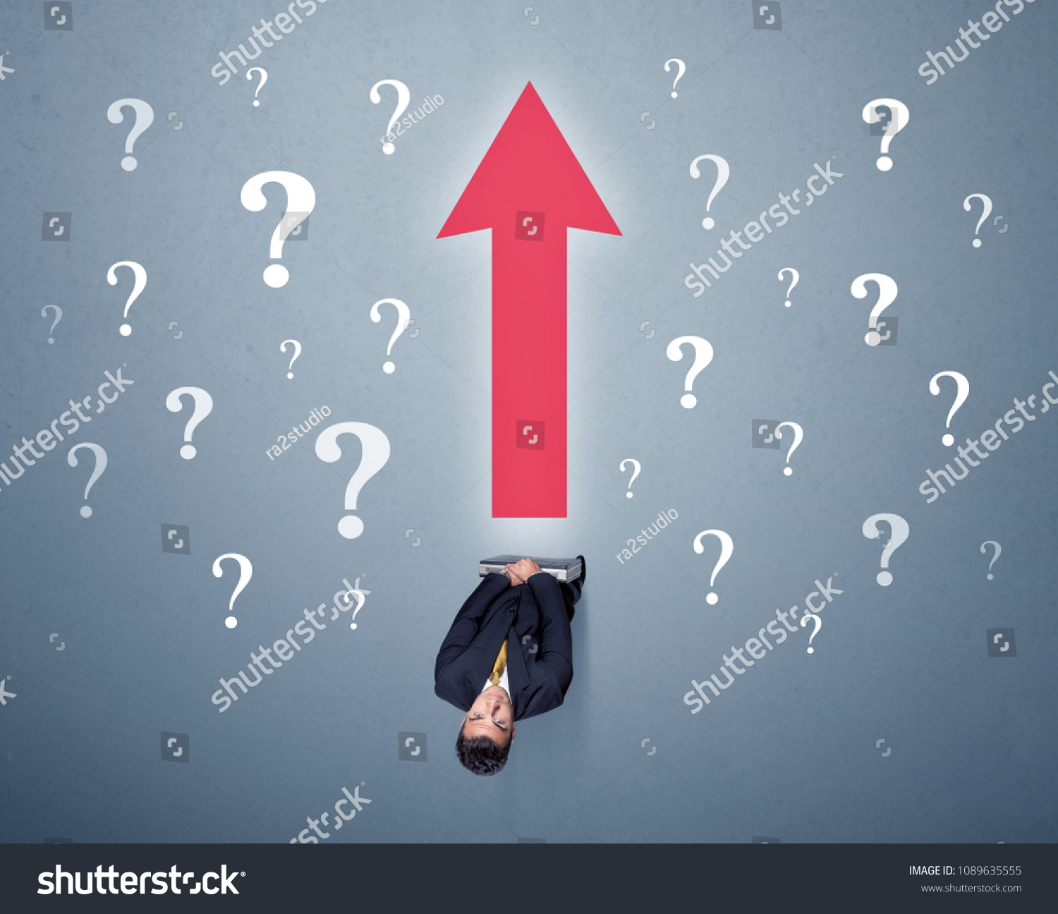  Seafoam Green Classic  Template Design Featuring Young Contemplating Businessman Stands