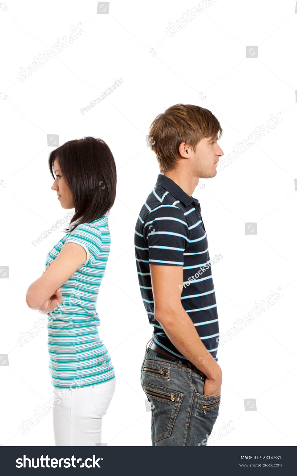 Young Couple Couple Conflict Concept, Man And Woman Standing Back To ...