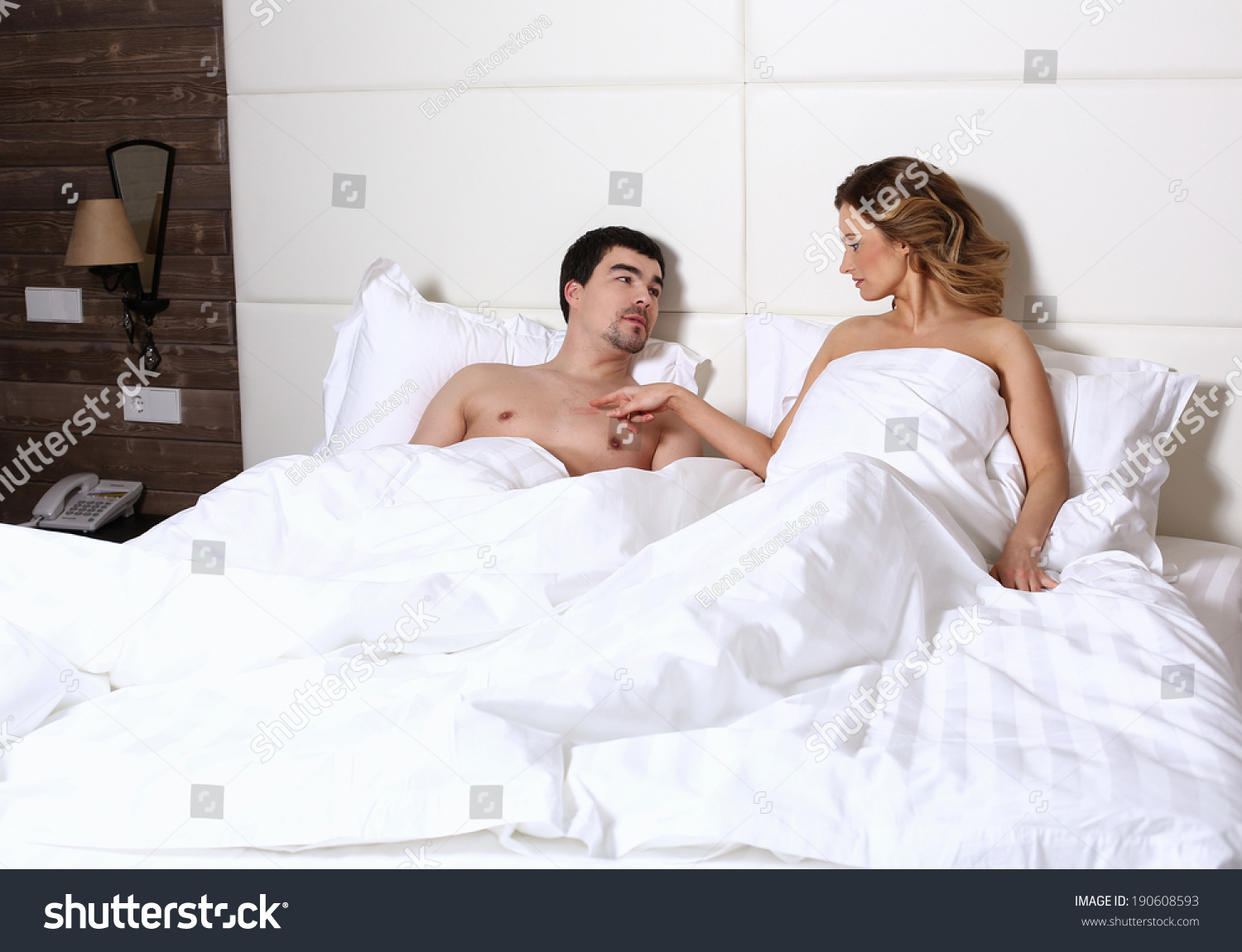 Young Couple Lying Bed Stock Photo 190608593 Shutterstock