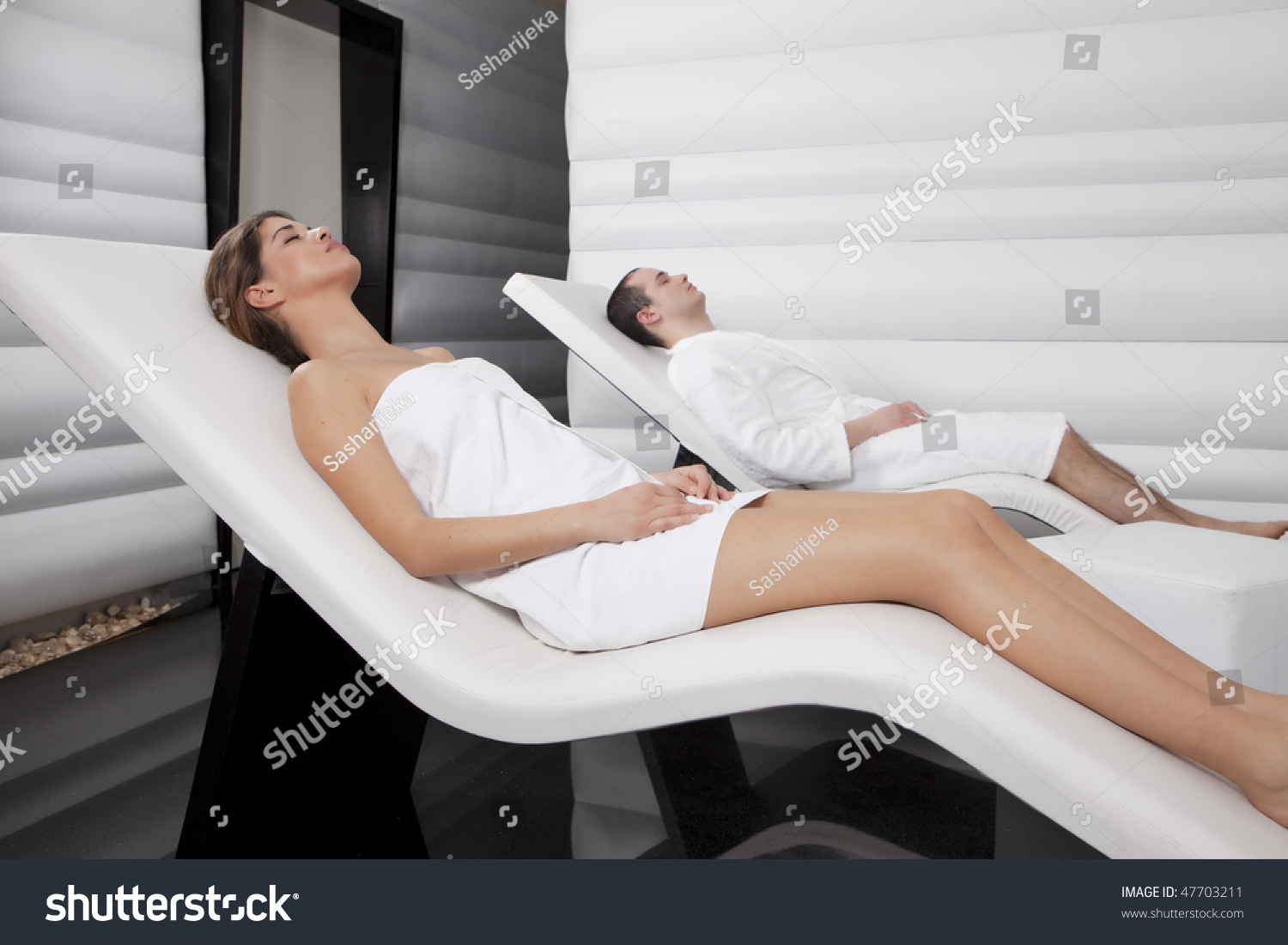 Young Couple Relaxing Tn Spa Zone Stock Photo Edit Now