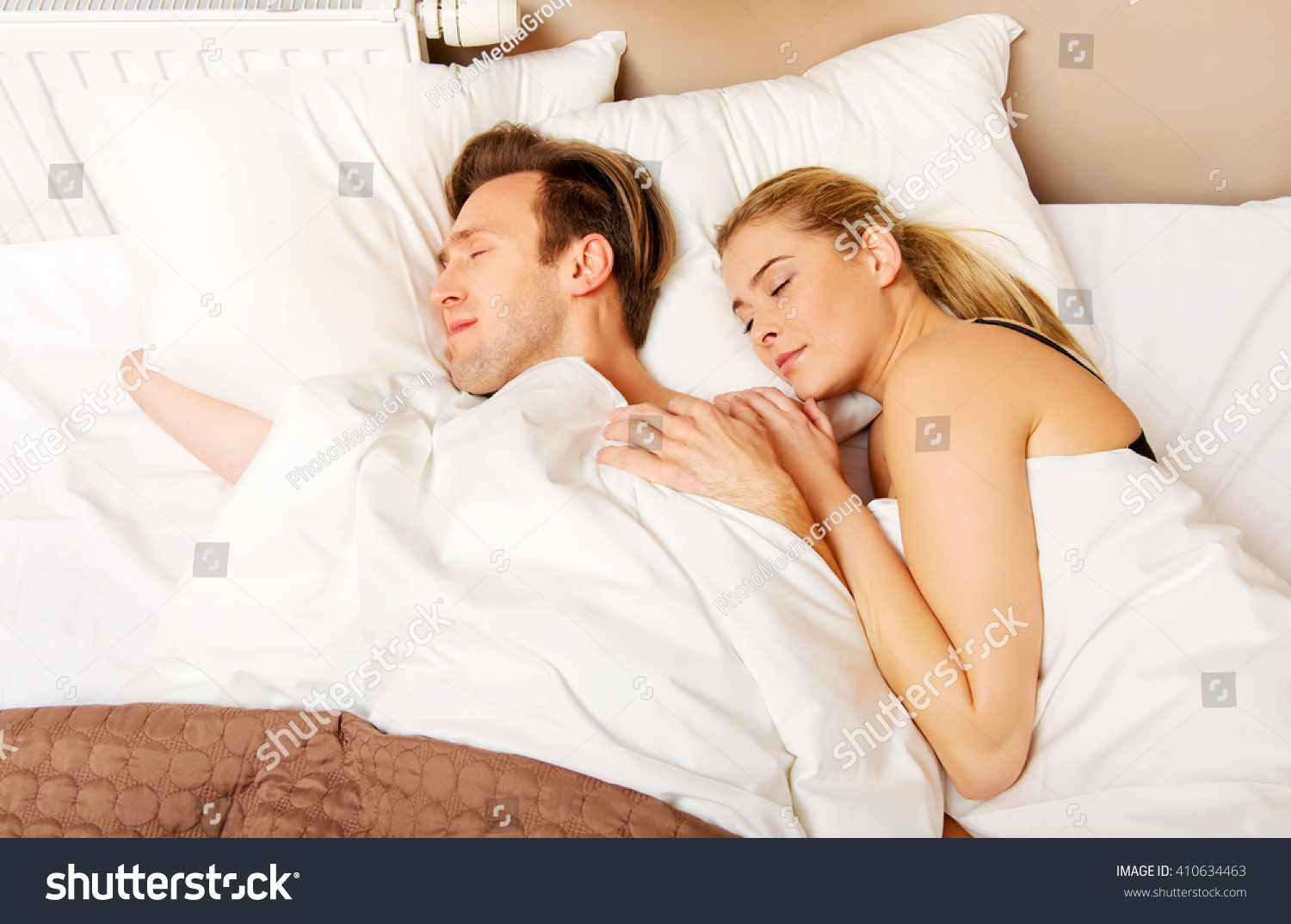 Young Couple Sleeping Bed Stock Photo 410634463 - Shutterstock