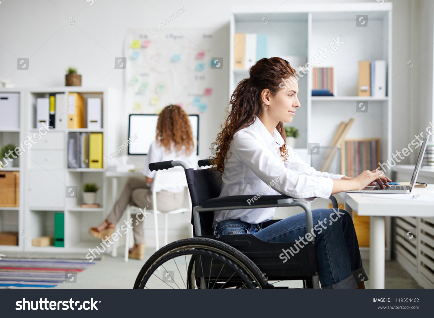 Young Disable Office Worker Wheelchair Sitting Stock Photo Edit