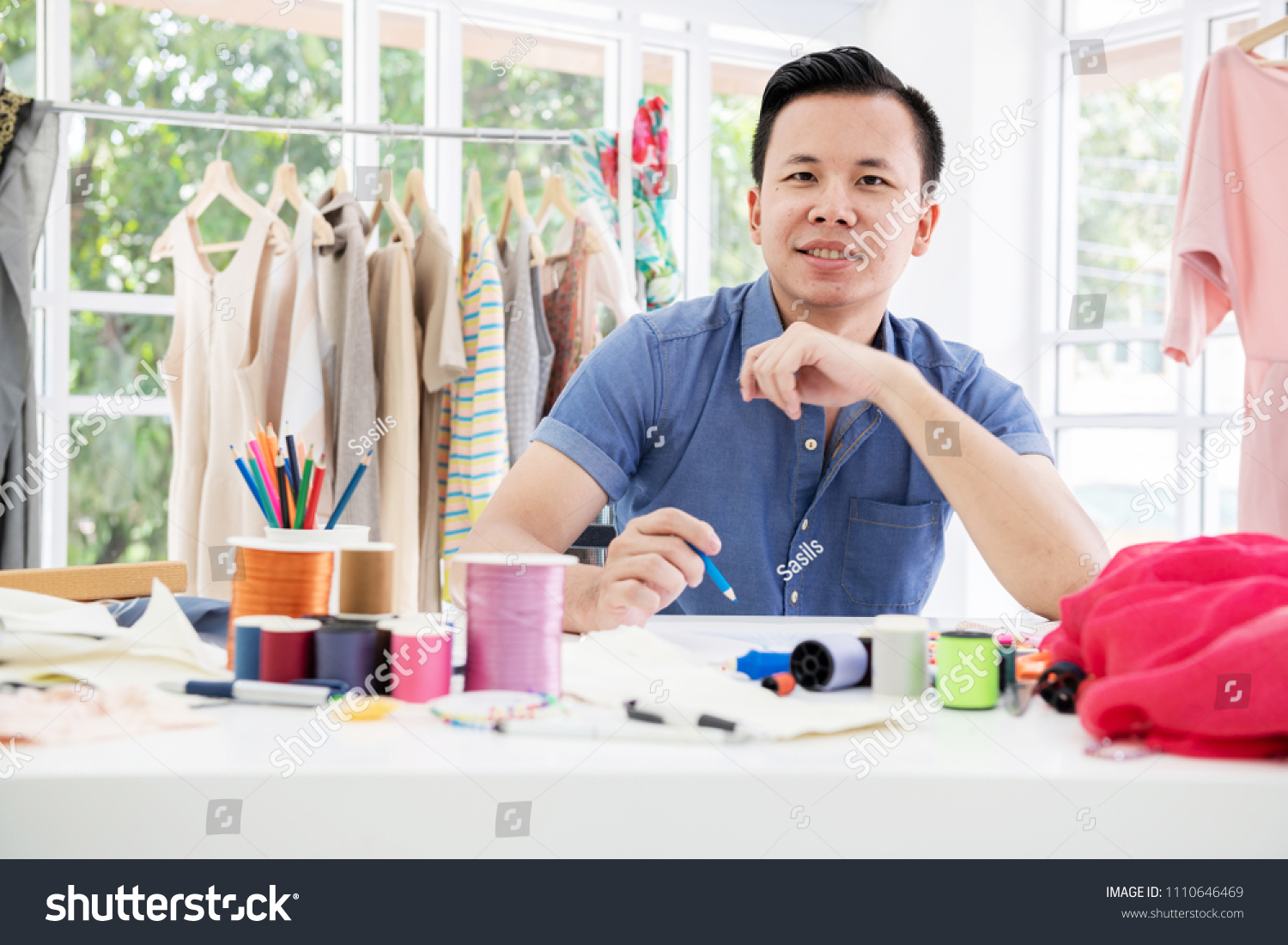 Young Fashion Designer Portrait Young Chinese Stock Photo
