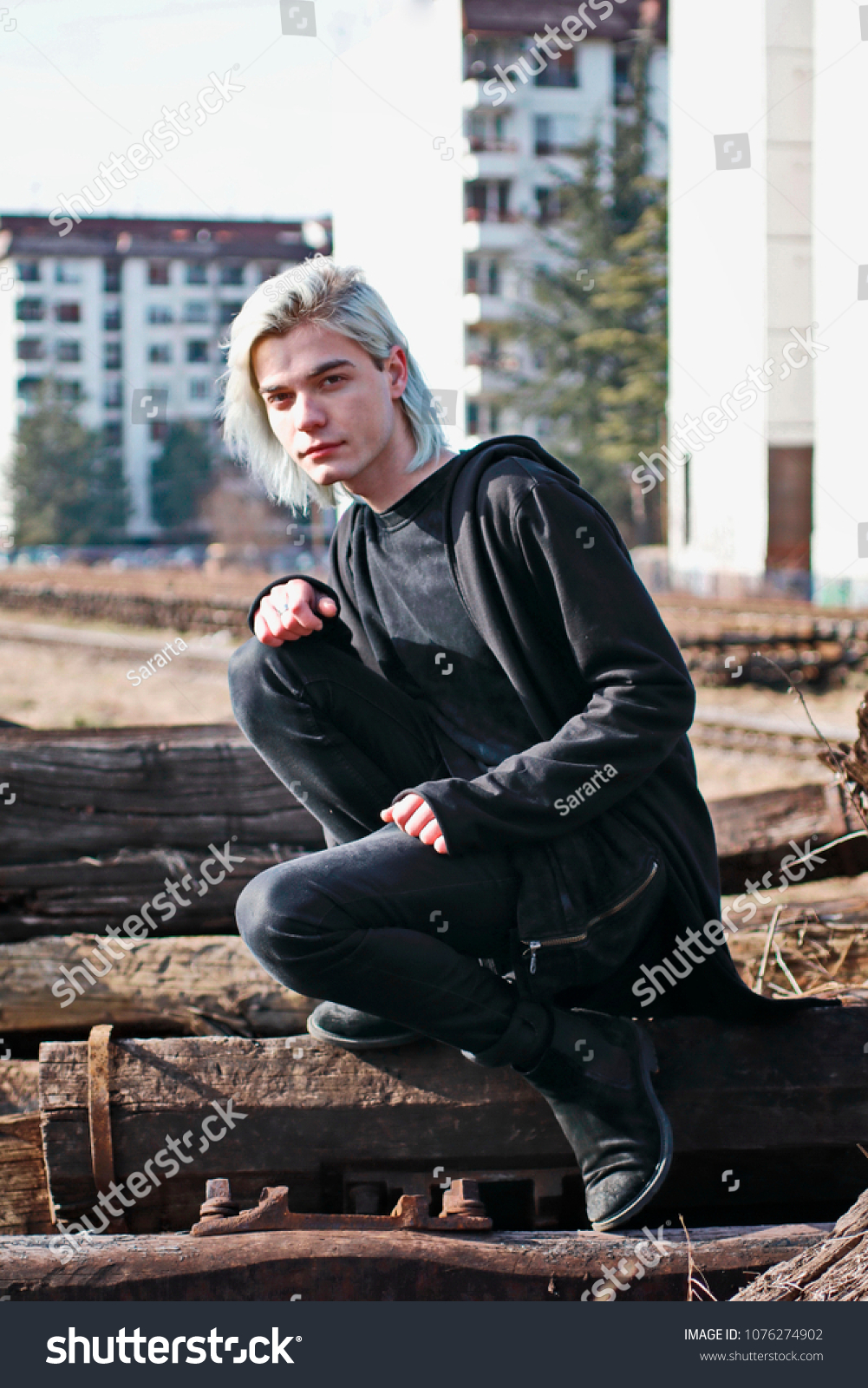 poll Verzwakken satire Young Fashion Male Androgynous Model Whit Stock Photo (Edit Now) 1076274902