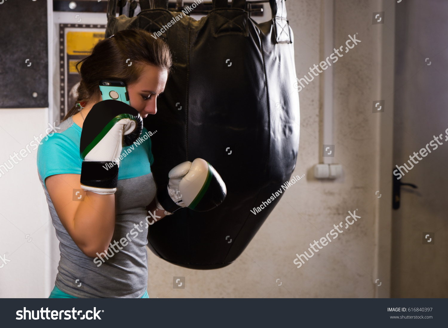 Young Female Boxer Boxing Gloves Standing Stock Photo 616840397 - Shutterstock