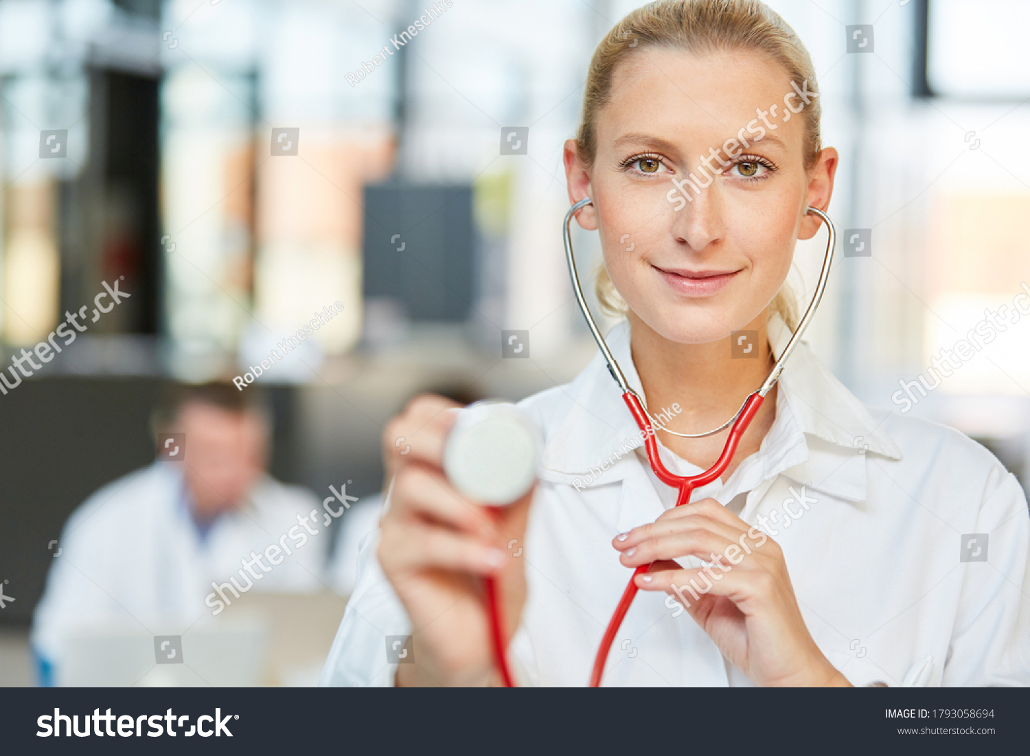  Lemonade Classic  Template Design Featuring Young Female Doctor with Stethoscope as Internist