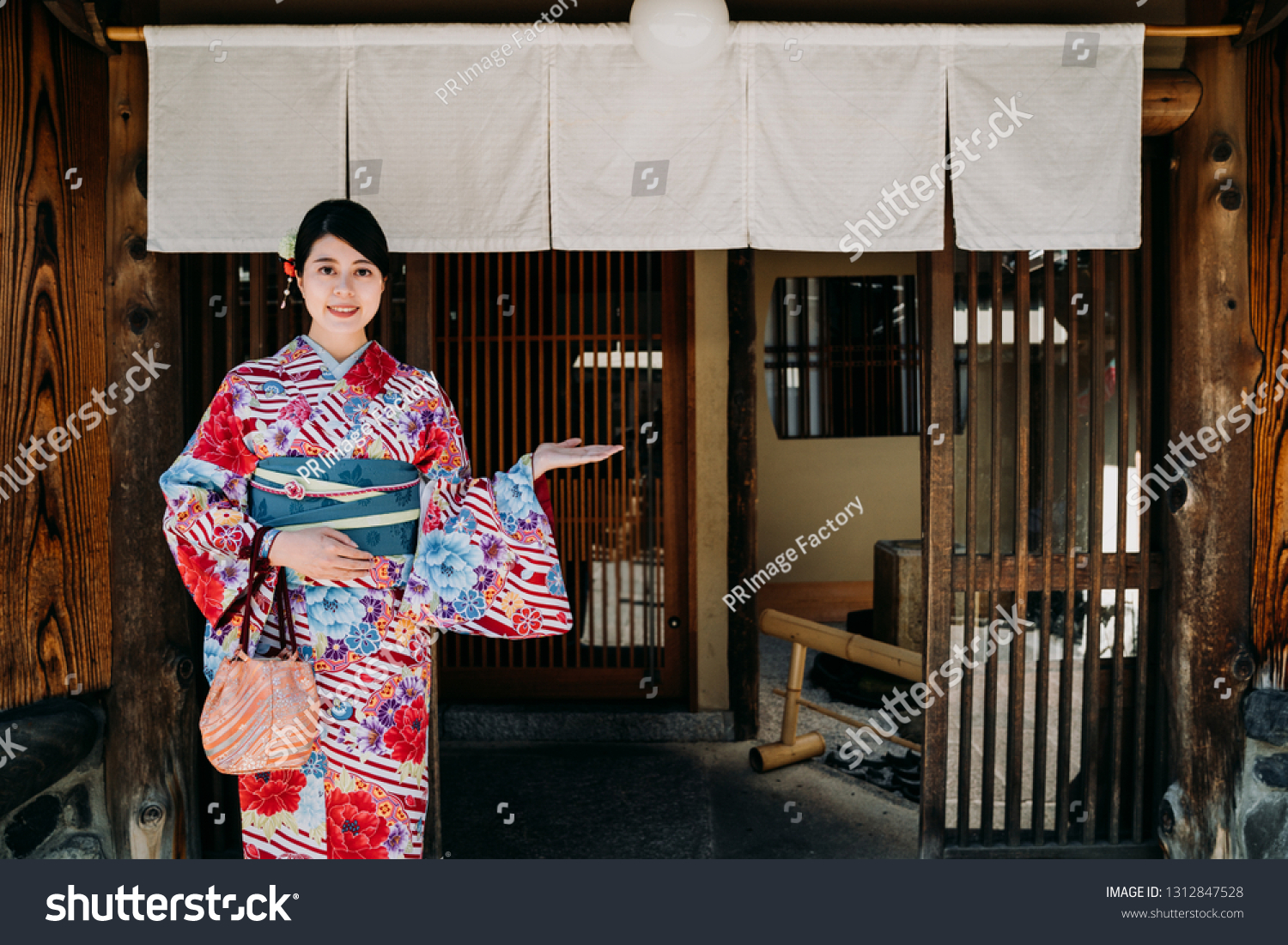 Young Female Japanese Wife Colorful Kimono Stock Photo Edit Now