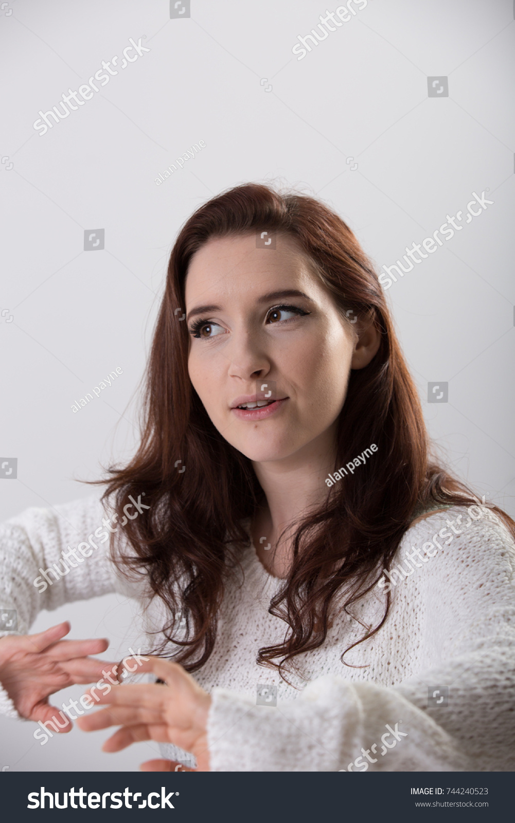 Young Female Portrait On White Background Stock Photo Edit Now