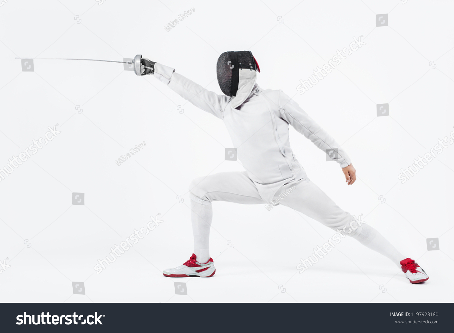 Young Fencer Athlete Wearing Mask White Stock Photo 1197928180 ...