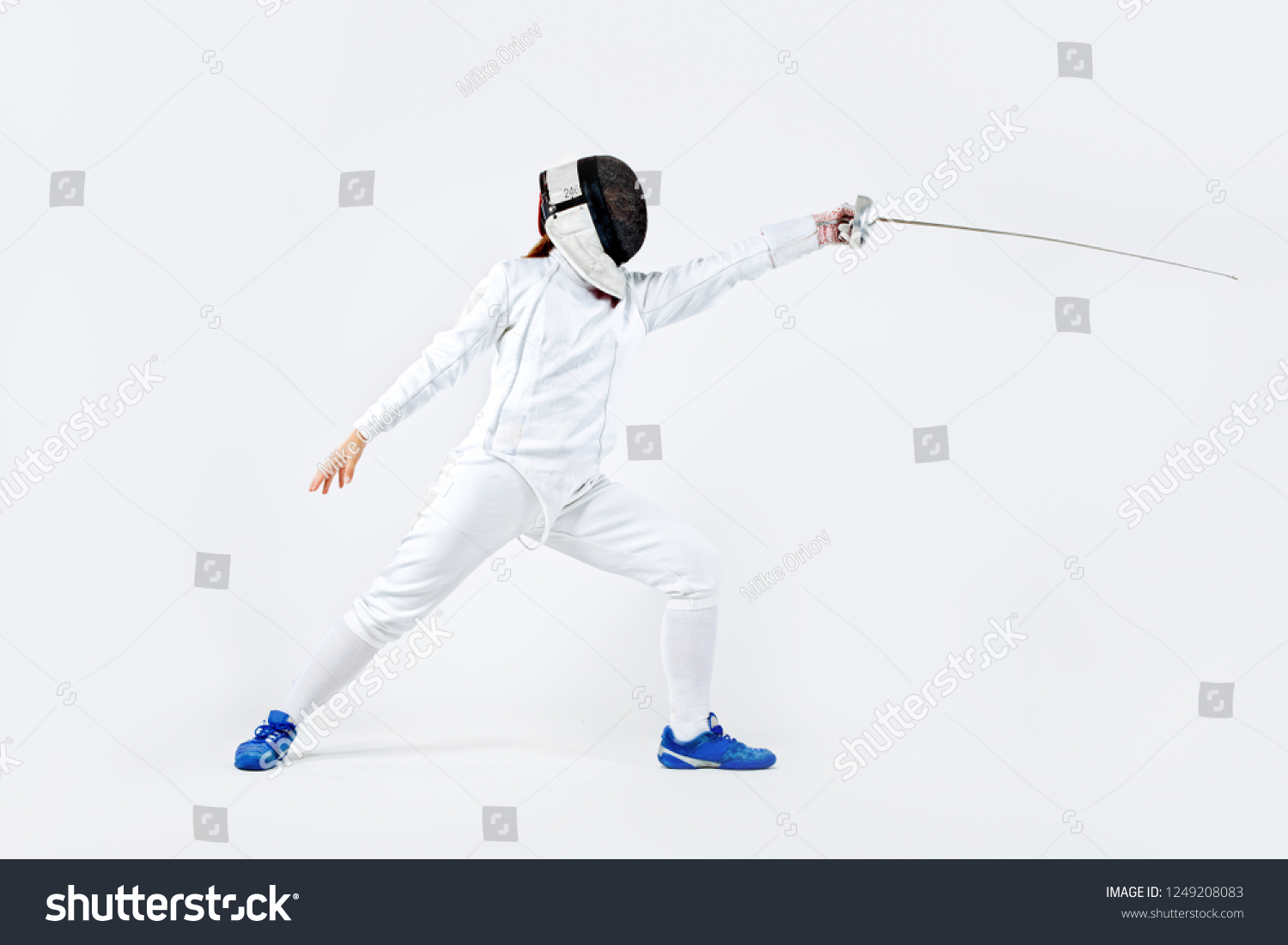 Young Fencer Athlete Wearing Mask White Stock Photo (Edit Now ...