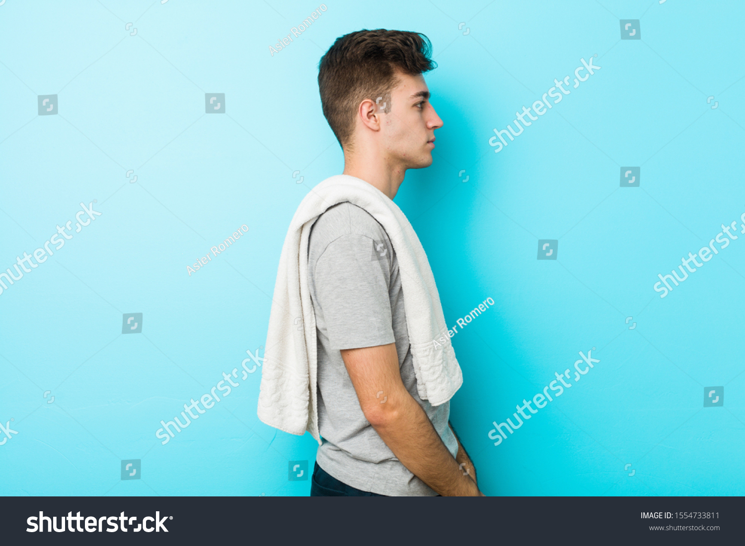 Young Fitness Teenager Man Gazing Left Stock Photo 1554733811 ...