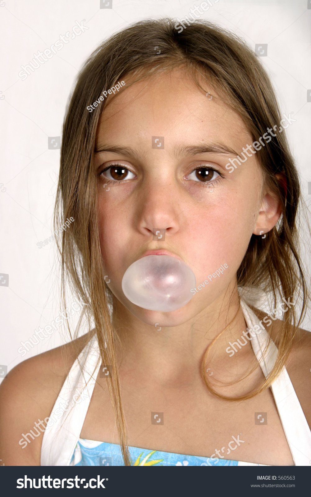 Young Girl Blowing Bubble With Chewing Gum Stock Photo 560563 ...