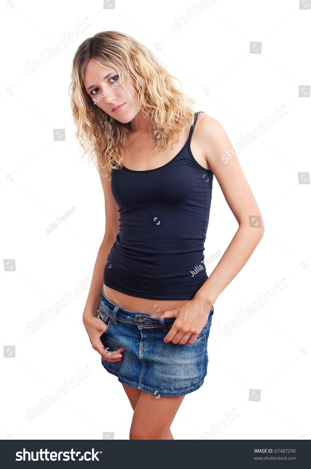 Young Girl Short Denim Mini Skirt Stock Photo 67487290 - Shutterstock