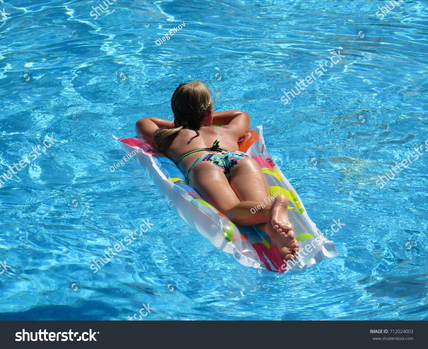 fat lady in bikini water air mattress