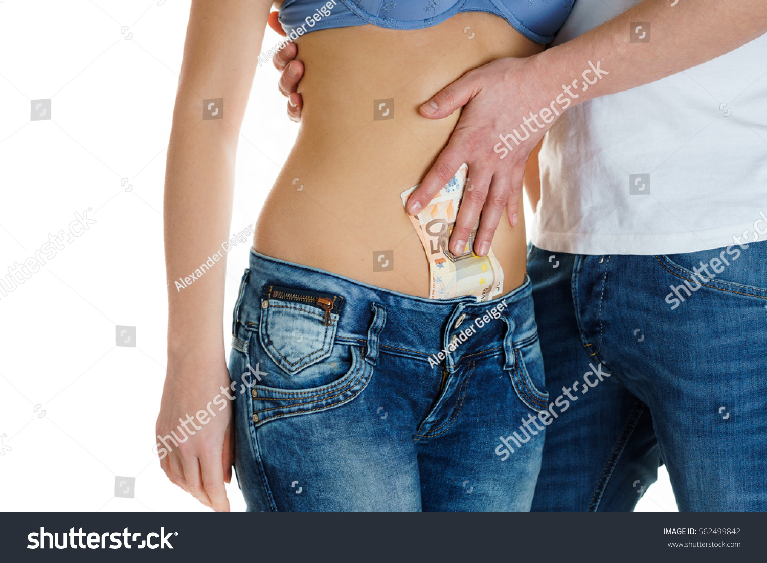 Young Girl Jeans Naked Stomach Man Stock Photo Edit Now