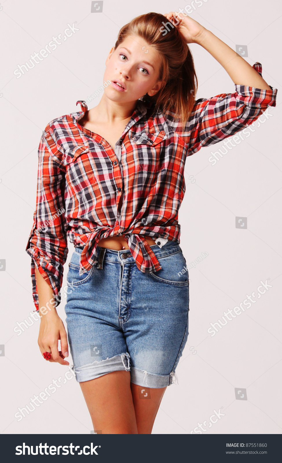 Young Girl Jeans Shirt Stock Photo 87551860 | Shutterstock
