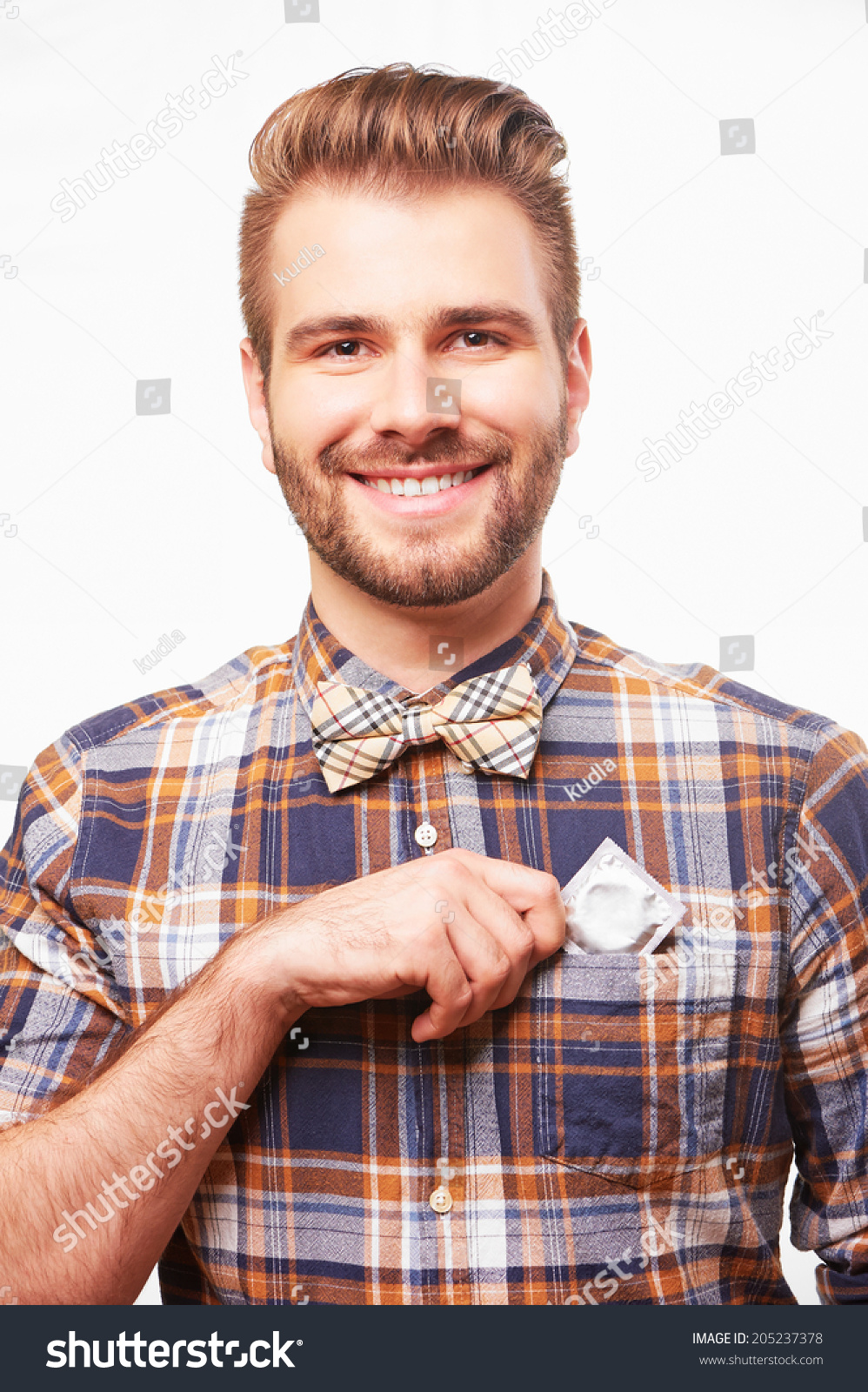 Young Handsome Smiling Man Putting Condom Stock Photo 205237378 ...