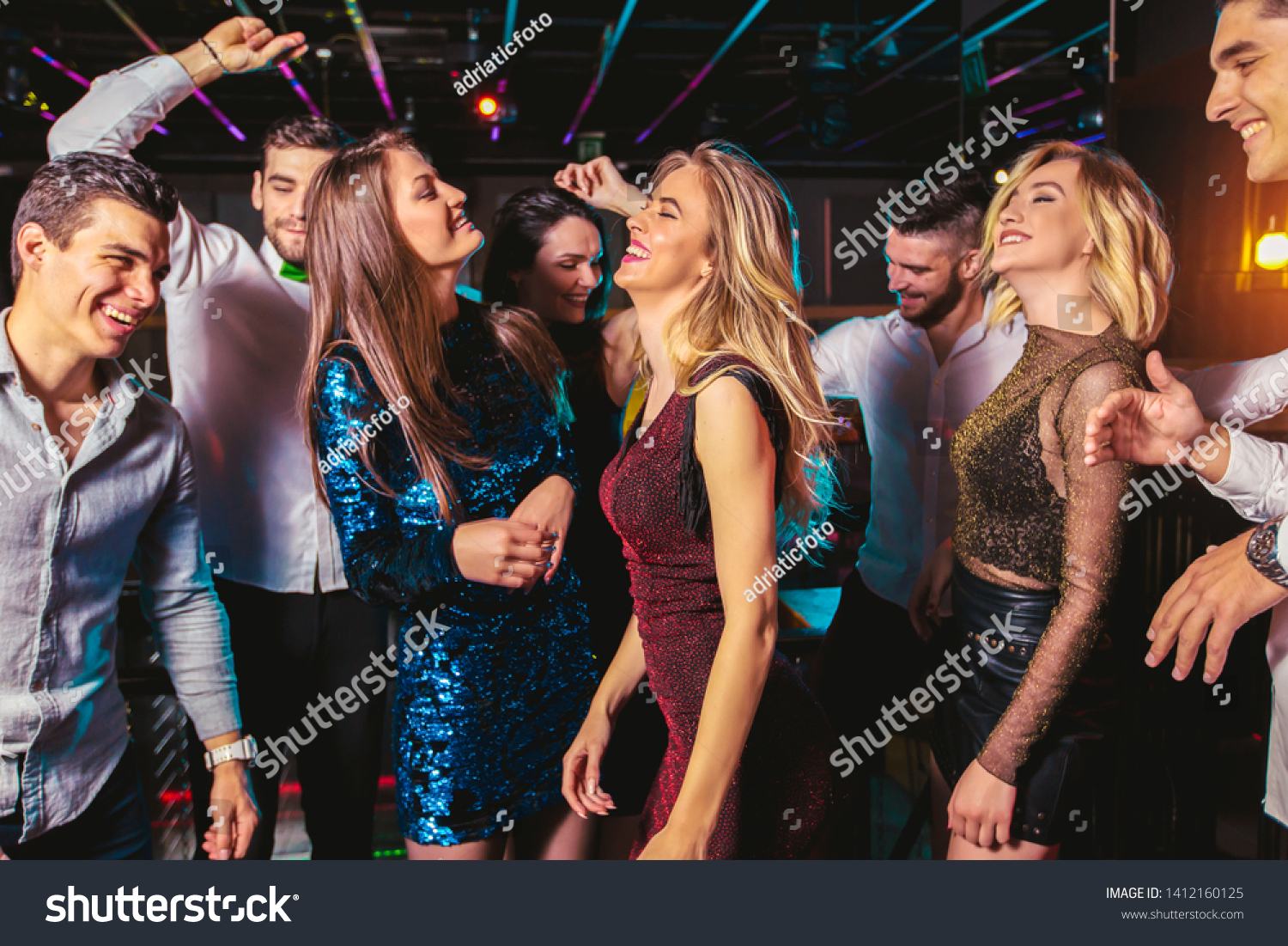 Young Happy People Dancing Club Nightlife Stock Photo 1412160125 ...