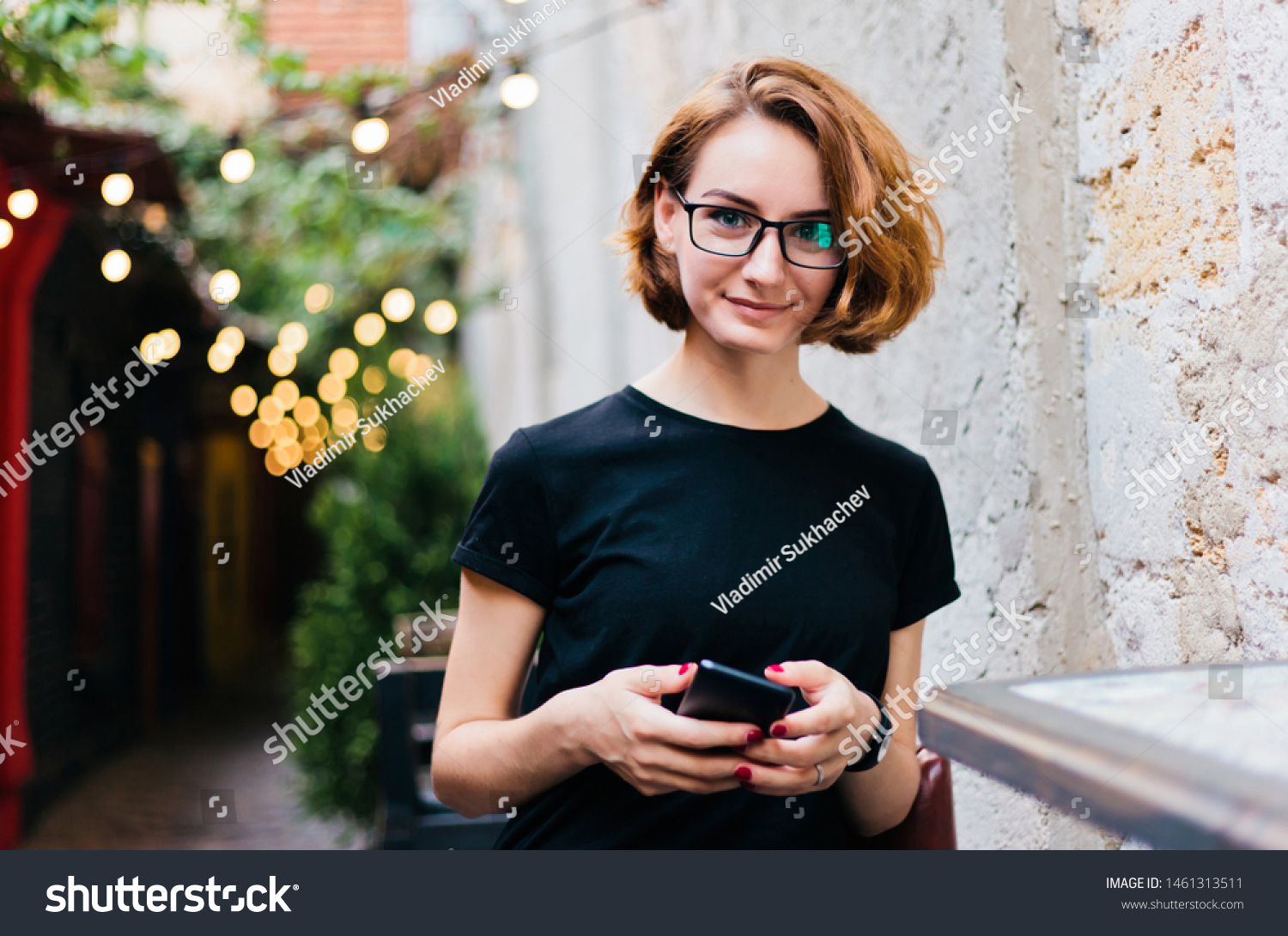 Young Hipster Girl Glasses Short Haircuts Stock Photo Edit Now 1461313511