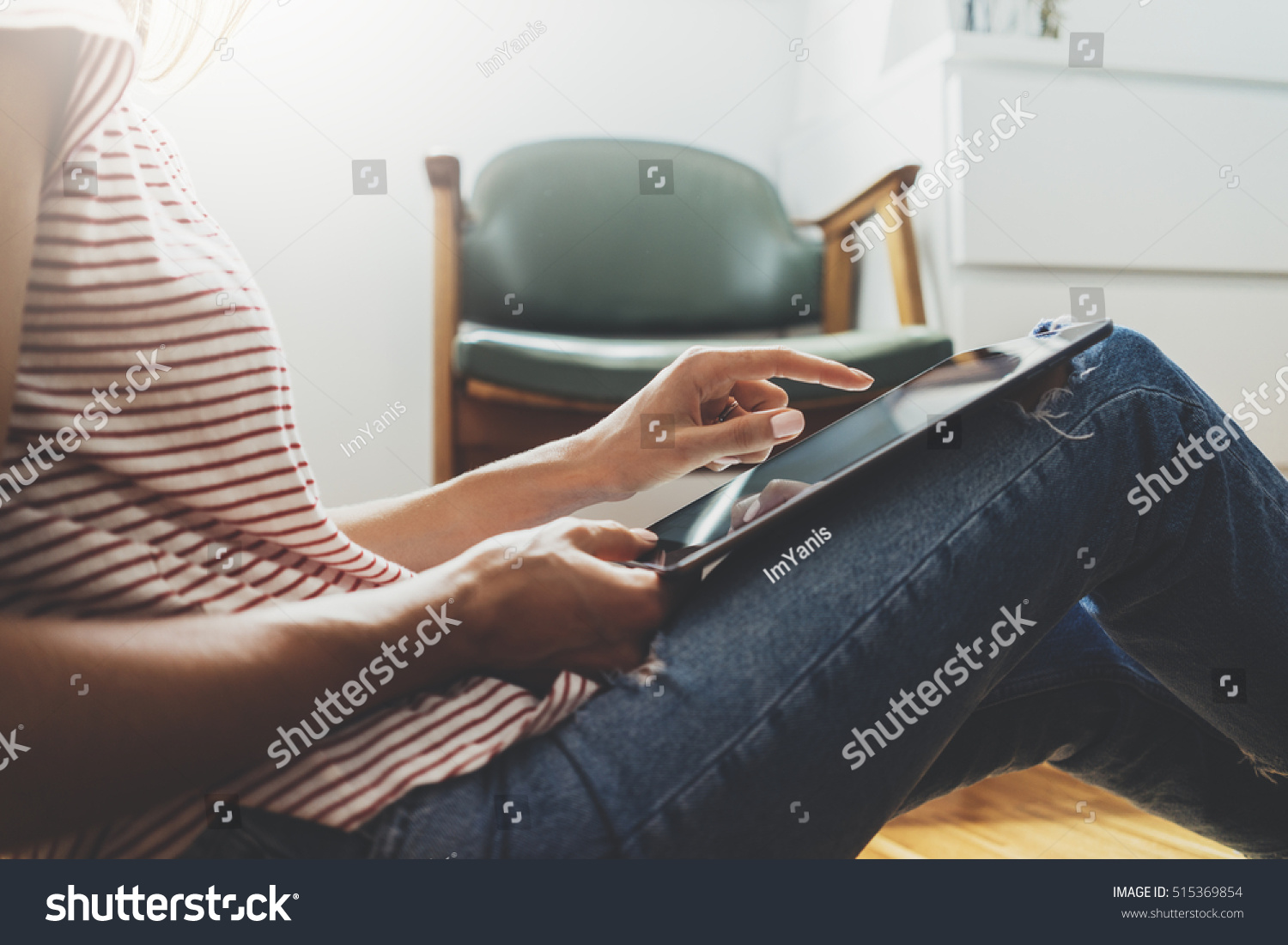Young Hipster Girl Sitting On Floor Stock Photo Edit Now