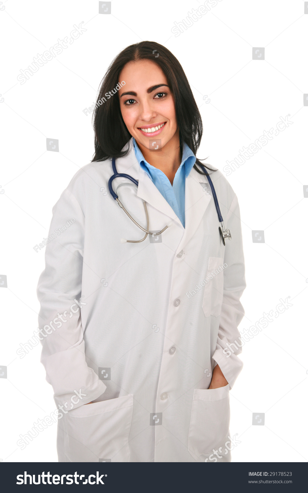 Young Hispanic Doctor Smiling Isolated On White Background Stock Photo ...