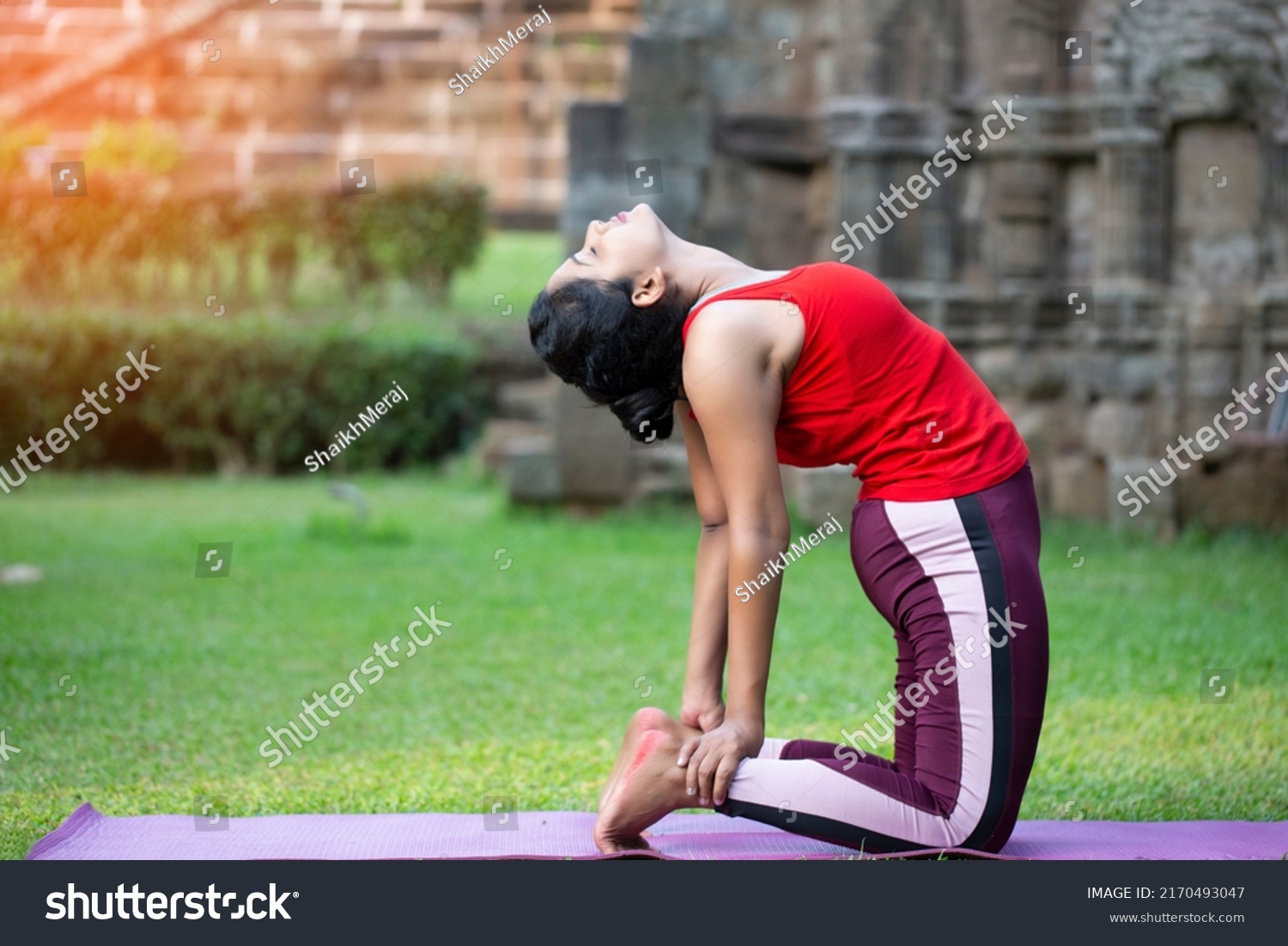 Young Indian Girl Doing Camel Pose Stock Photo 2170493047 | Shutterstock