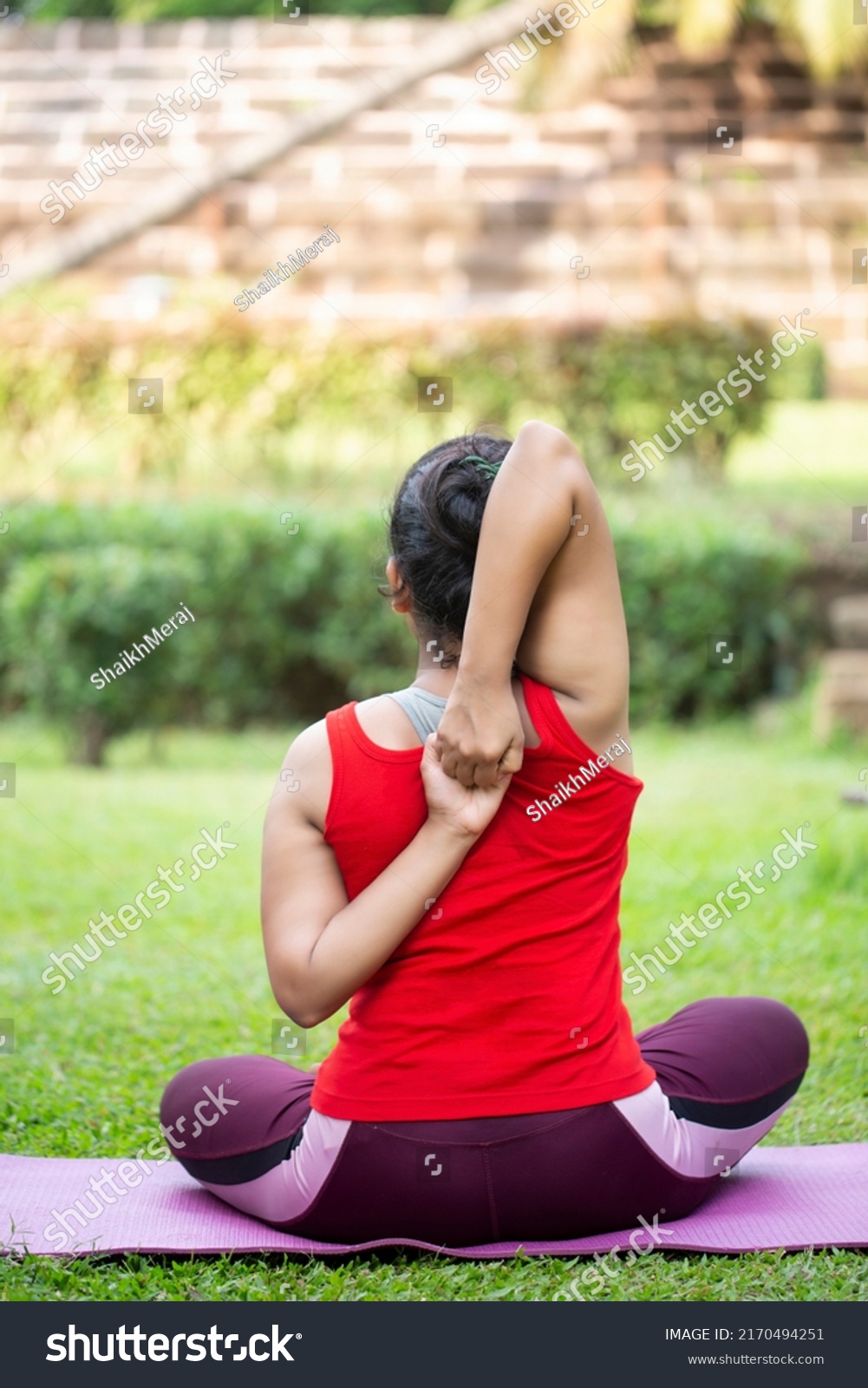 Young Indian Girl Doing Gomukhasana Cow Stock Photo 2170494251 ...