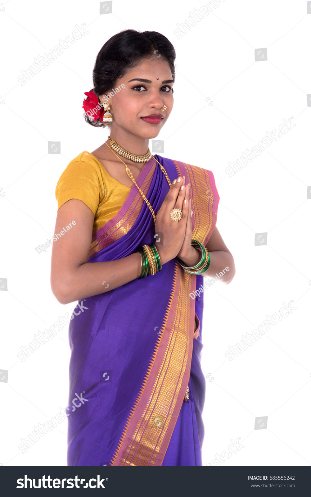 Young Indian Girl Traditional Clothing Greeting Stock Photo (Edit Now ...