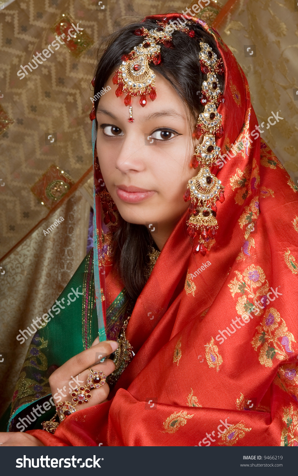 Young Indian Girl Wearing The Traditional Saree Stock Photo 9466219 ...