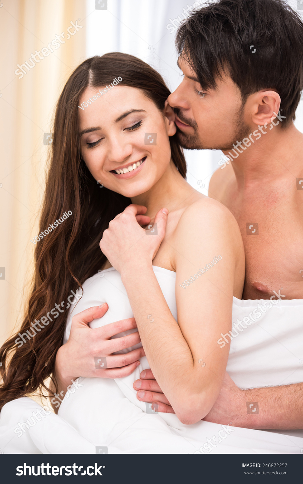 Young Love Couple Bed Romantic Scene Stock Photo Edit Now