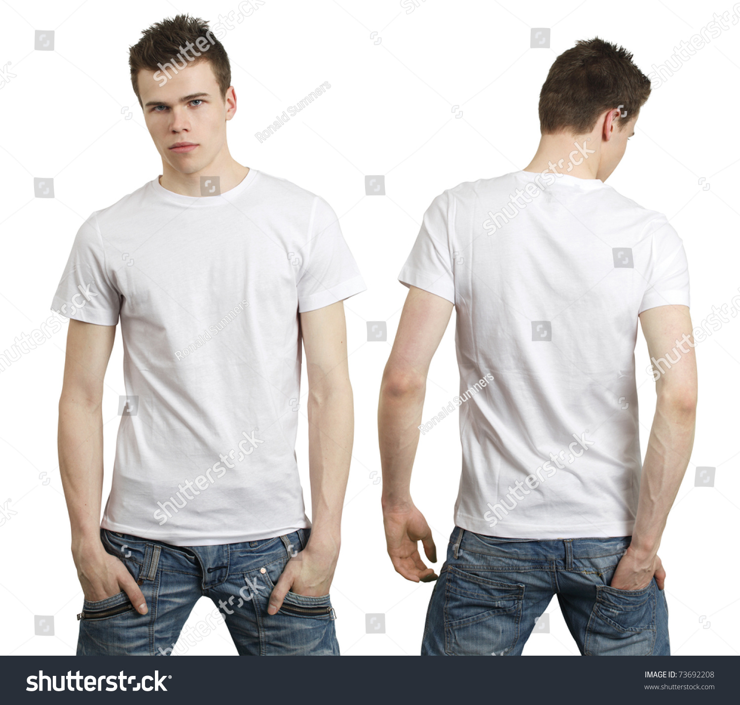 Young Male Blank White Tshirt Front Stock Photo 73692208 - Shutterstock