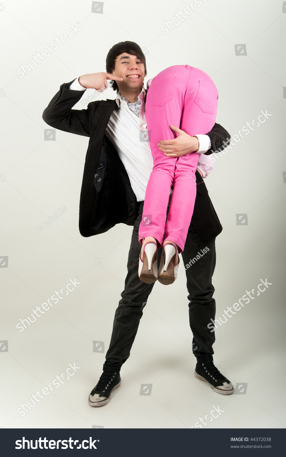 Young Man Carrying Woman On His Stock Photo 44372038 - Shutterstock