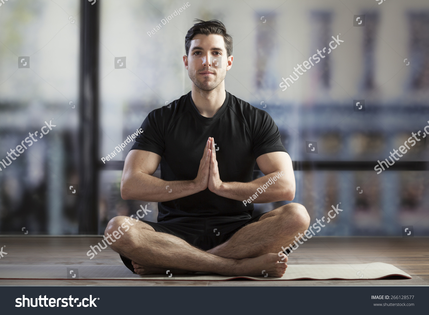 Young Man Doing Yoga Office Stock Photo 266128577 | Shutterstock