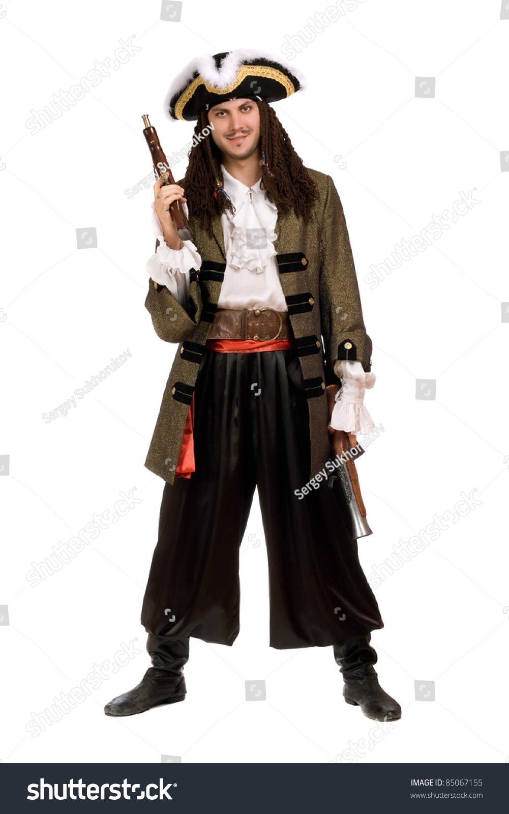 Young Man In A Pirate Costume With Pistols Stock Photo 85067155 ...
