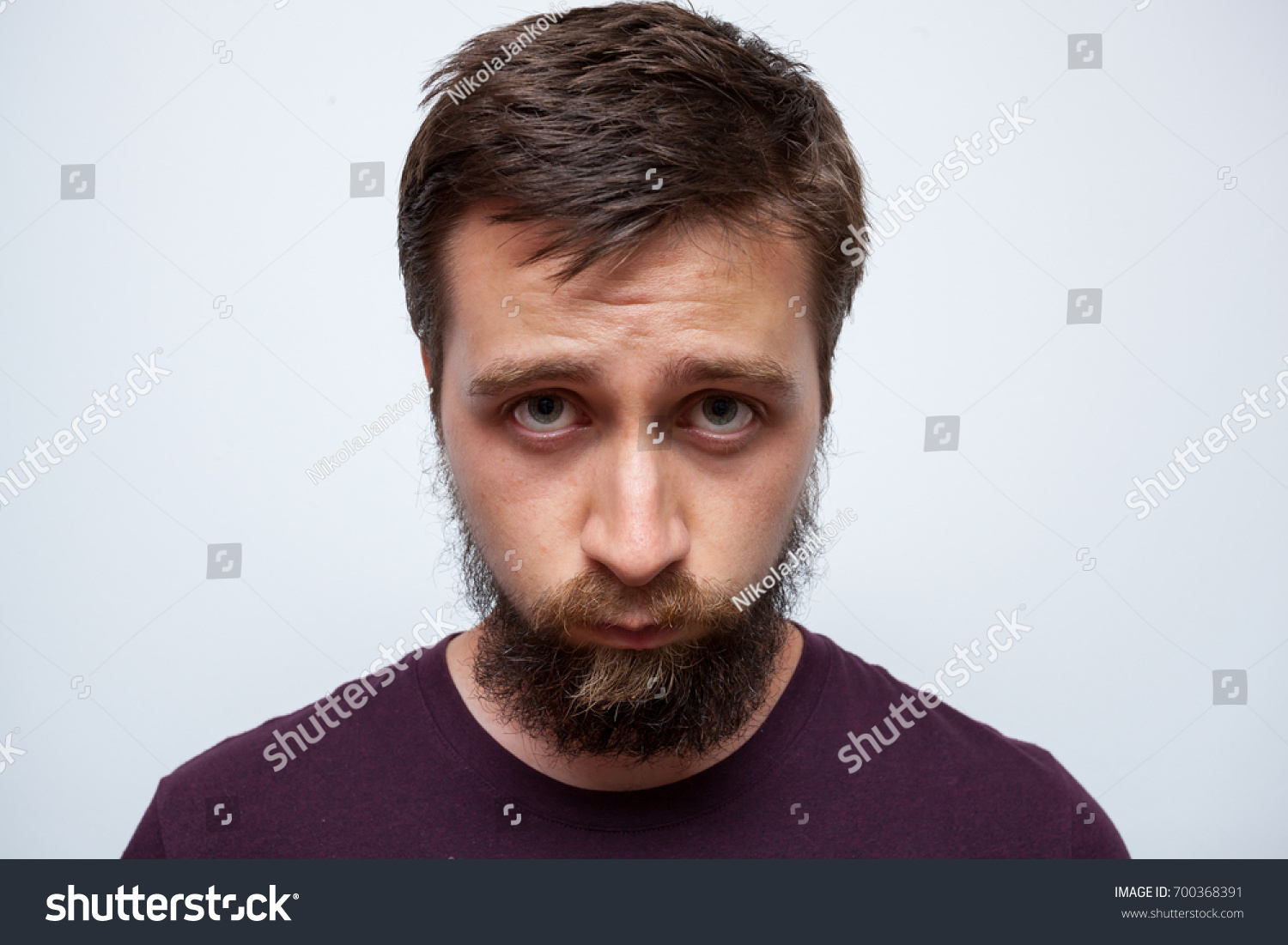 Young Man Looking Mirror Disappointed Frustrated Stock Photo 700368391 ...