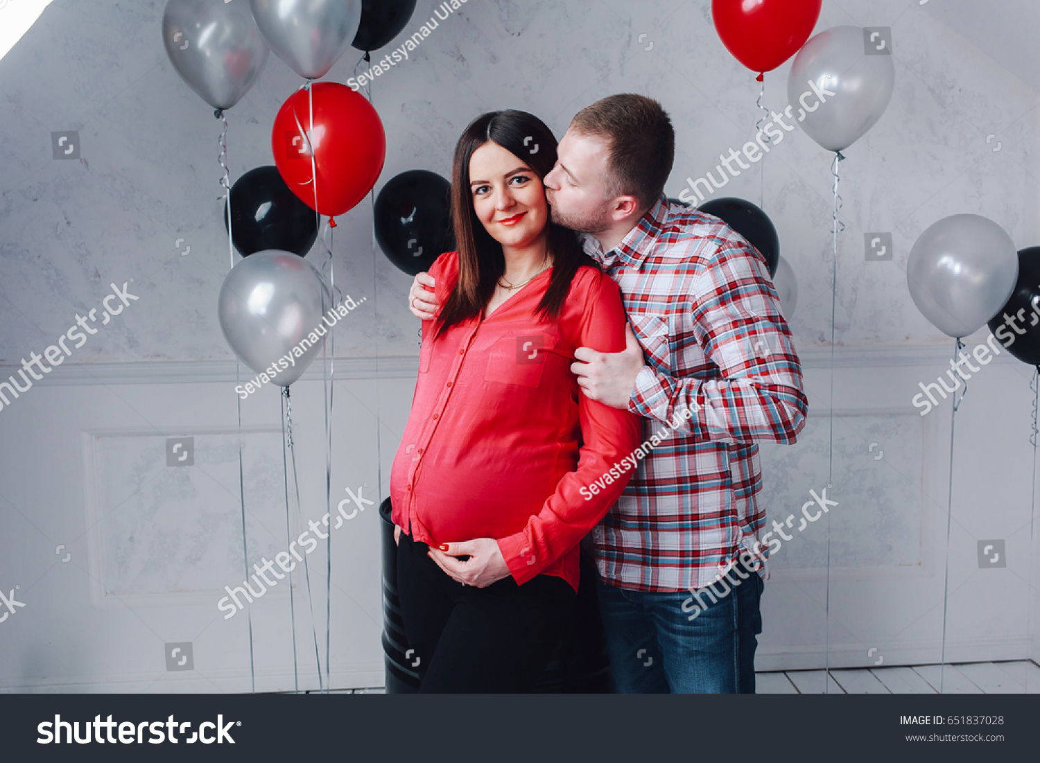 Young Man Points Belly His Pregnant Stock Photo (Edit Now) 651837028