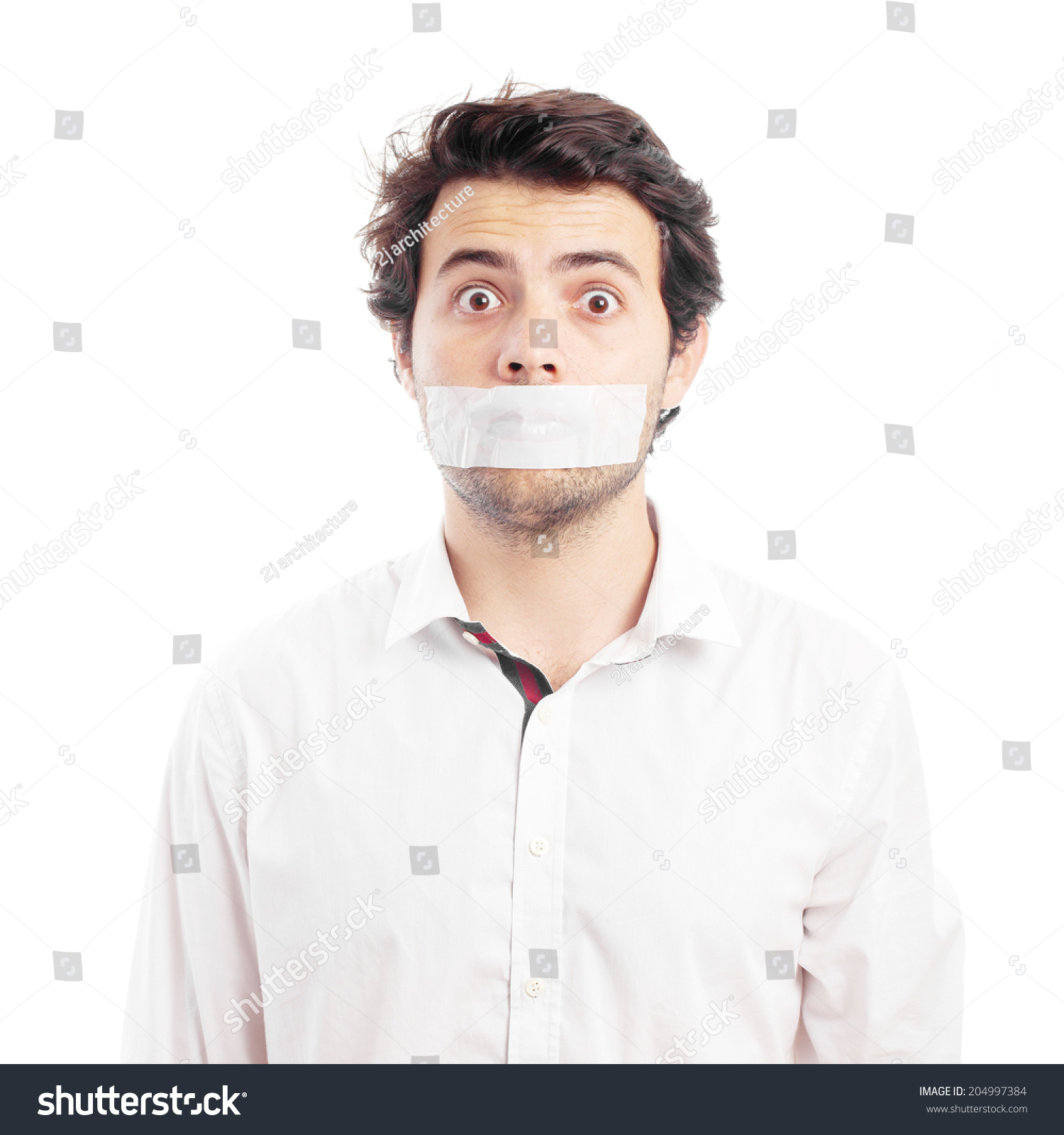 Young Man Silenced By Tape Stock Photo 204997384 : Shutterstock