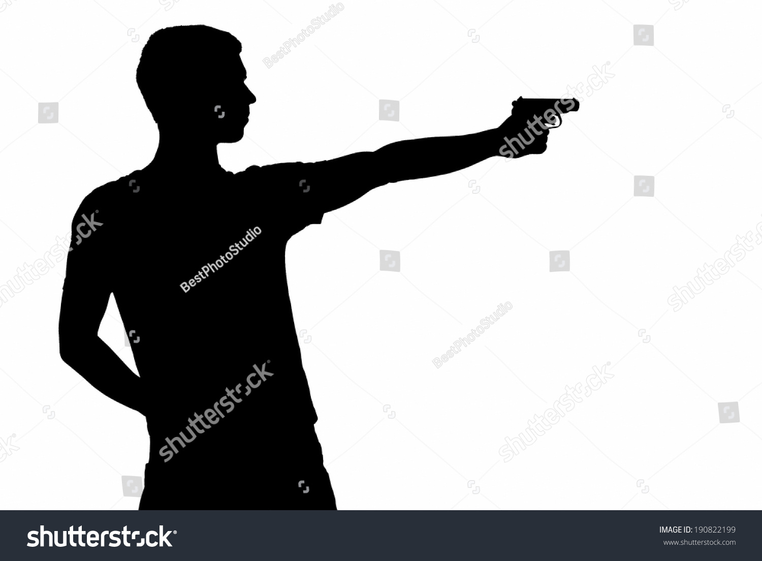 Young Man Took Aim Silhouette Gun Stock Photo (Edit Now) 190822199