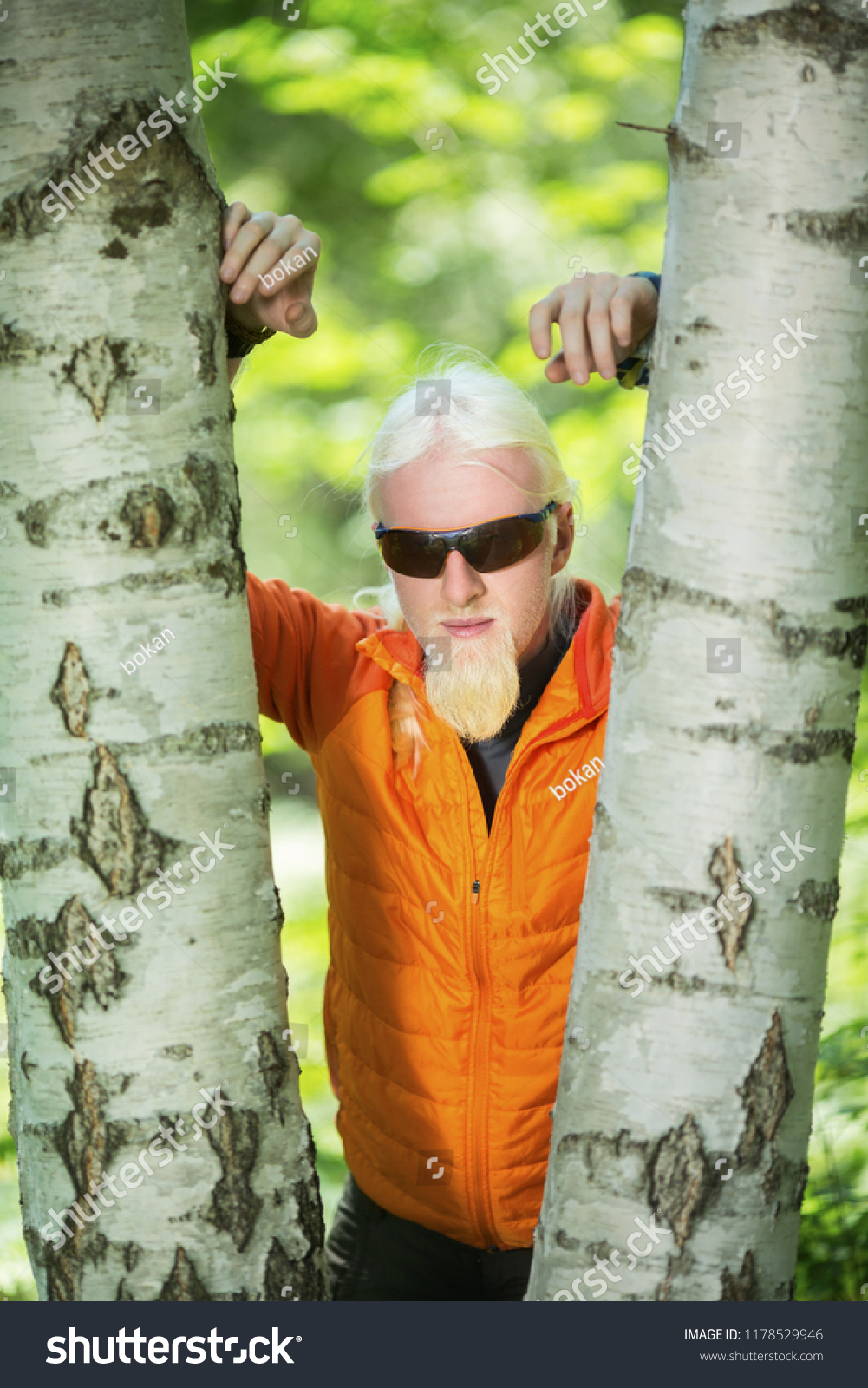 Young Man Blonde Hair Beard Leaning Stock Photo Edit Now 1178529946