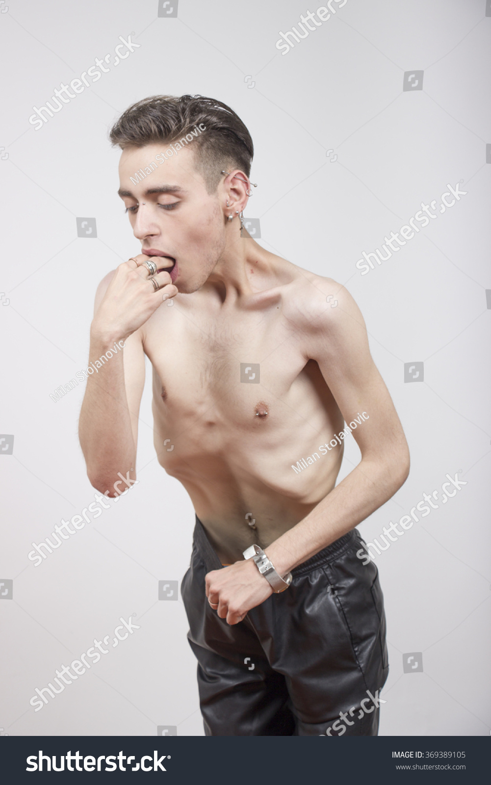 Young Man With Anorexia Nervosa And Bulimia Nervosa Problem. White ...