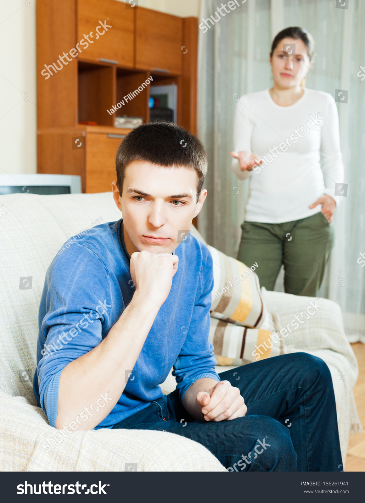 Young gay couple in quarrel at home Young gay couple in quarrel at home